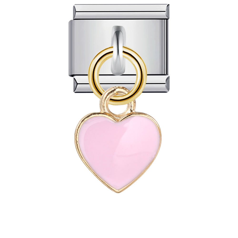 Coeur Rose suspendu, sur argent