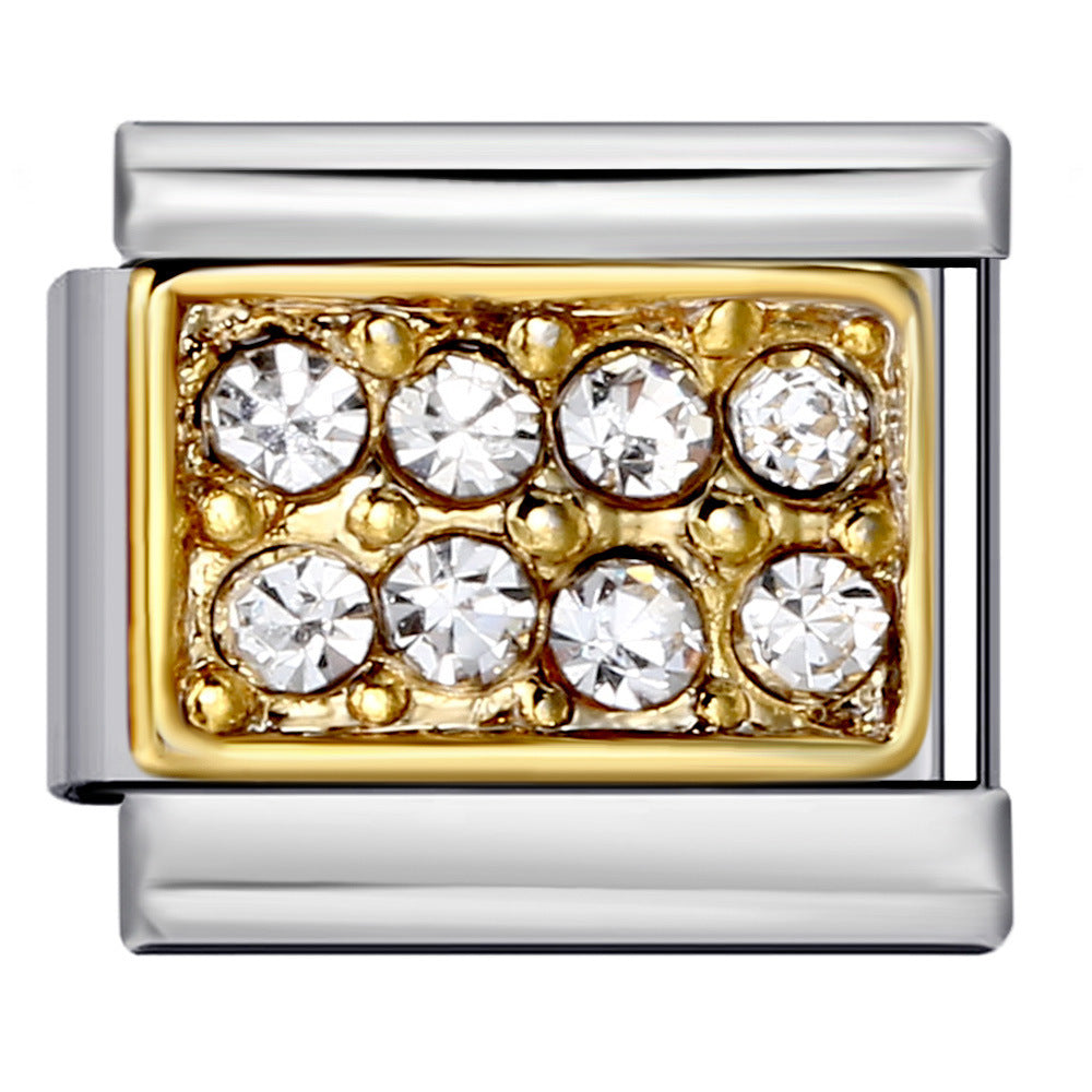 Plaque d'or avec pierres blanche, sur argent