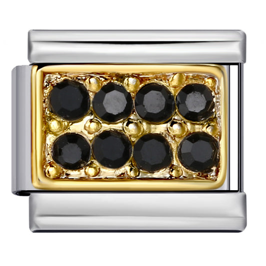 Plaque d'or avec pierres noir, sur argent